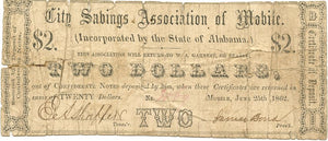 Alabama-Mobile, City Savings Association of Mobile $2, June 25, 1862 A