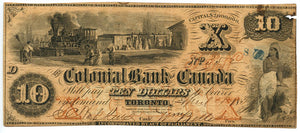 Canada-Toronto, $10 The Colonial Bank of Canada, April 4, 1859