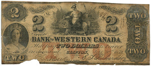 Canada-Clifton, $2 The Bank of Western Canada, September 20, 1859