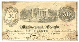 Georgia-Savannah, The Marine Bank of Georgia 50 Cents, February 16, 1863