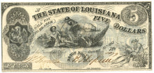 Louisiana-Baton Rouge, The State of Louisiana $5, October 10, 1862