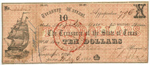 Texas-Austin, Treasury Warrant for Military Service $10, May 3, 1862