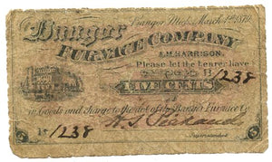 Michigan-Bangor, Bangor Furnace Company Five Cents, March 1, 1879