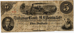 Indiana-Michigan City, The Exchange Bank of H.J. Perrin & Co. $5, April 1862