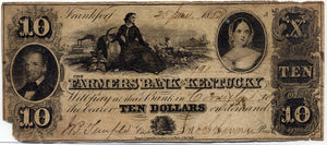 Kentucky-Frankfort, The Farmers Bank of Kentucky $10, June 20, 1852