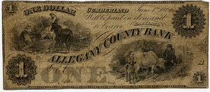 Maryland-Cumberland, The Allegany County Bank $1, June 1, 1861
