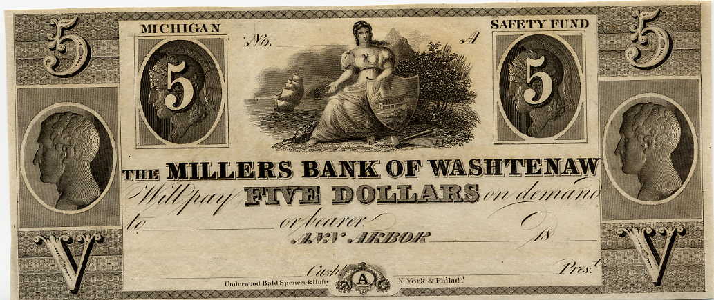 Michigan-Ann Arbor, The Millers Bank of Washtenaw $5, 18_