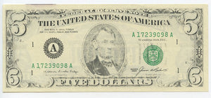 U.S. Federal Reserve Note $5, 1985