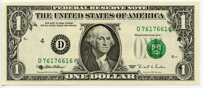 U.S. Federal Reserve Note $1, 1995, FR. 1922-D