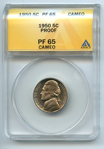 1950 5 Cents, Proof, Anacs PF65 Cameo